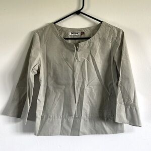 Vintage linen top in sage / mint green with cropped sleeves